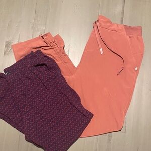 Coral and Navy Print Capri Joggers Set